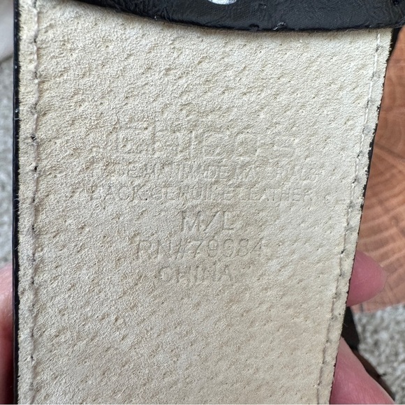 Chico’s Black Leather Belt Medium /Large - Picture 8 of 10